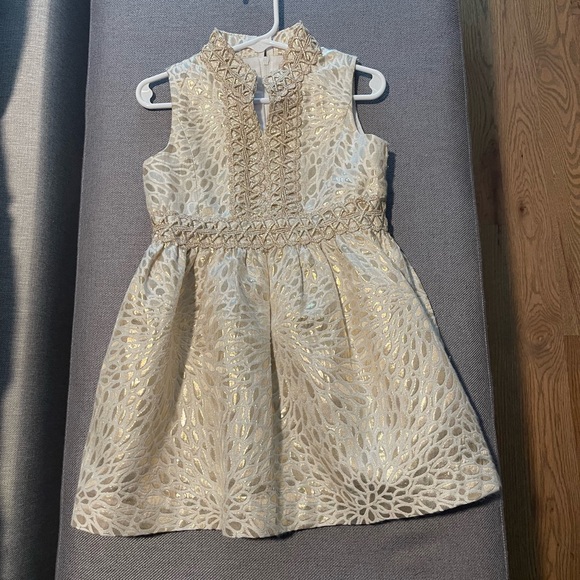 Lilly Pulitzer NWT Girl's Gold Metallic Franci Dress
